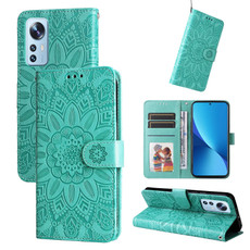 For Xiaomi 12 Lite Embossed Sunflower Leather Phone Case(Green)
