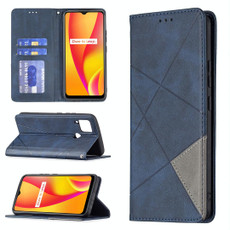 For OPPO Realme C15 / C12 / C25 Rhombus Texture Horizontal Flip Magnetic Leather Case with Holder & Card Slots(Blue) For OPPO Realme C15 / C12 / C25 Rhombus Texture Horizontal Flip Magnetic Leather Case with Holder & Card Slots(Blue)