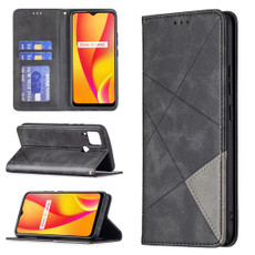 For OPPO Realme C15 / C12 / C25 Rhombus Texture Horizontal Flip Magnetic Leather Case with Holder & Card Slots(Black) For OPPO Realme C15 / C12 / C25 Rhombus Texture Horizontal Flip Magnetic Leather Case with Holder & Card Slots(Black)