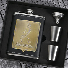 Portable Stainless Steel Hip Flask Set With Wine Glass Funnel, Style: 8OZ Old Man Patch Core
