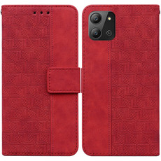 For Infinix Hot 11 2022 Geometric Embossed Leather Phone Case(Red)