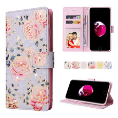 Bronzing Painting RFID Leather Case For iPhone 7 Plus / 8 Plus(Pastoral Rose)