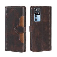 For Xiaomi Redmi K50 Ultra/Xiaomi 12T/Xiaomi 12T Pro Skin Feel Magnetic Buckle Leather Phone Case(Brown)