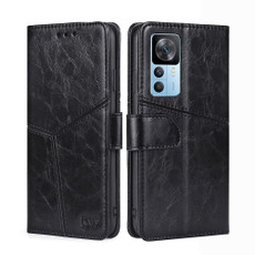 For Xiaomi Redmi K50 Ultra/Xiaomi 12T/Xiaomi 12T Pro Geometric Stitching Leather Phone Case(Black)