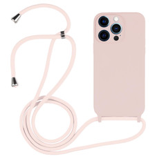 For iPhone 12 Pro Crossbody Lanyard Liquid Silicone Case(Sand Pink) For iPhone 12 Pro Crossbody Lanyard Liquid Silicone Case(Sand Pink)