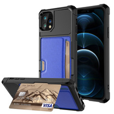 For iPhone 12 Pro ZM02 Card Slot Holder Phone Case(Blue)