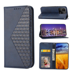 For Xiaomi Redmi 10A Cubic Grid Calf Texture Magnetic Closure Leather Phone Case(Blue)
