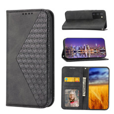 For Xiaomi Redmi Note 11S 5G Cubic Grid Calf Texture Magnetic Closure Leather Phone Case(Black)