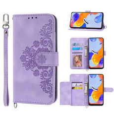 For Xiaomi Redmi Note 11S Skin-feel Flowers Embossed Wallet Leather Phone Case(Purple) For Xiaomi Redmi Note 11S Skin-feel Flowers Embossed Wallet Leather Phone Case(Purple)