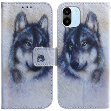 For Xiaomi Redmi A1 Coloured Drawing Horizontal Flip Leather Phone Case(White Wolf)