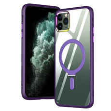 For iPhone 11 Pro Max Magsafe Invisible Holder Phone Case(Purple)