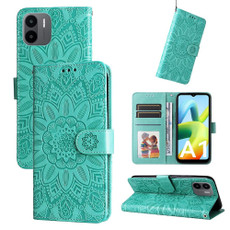 For Xiaomi Redmi A1 4G Embossed Sunflower Leather Phone Case(Green)