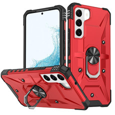 For Samsung Galaxy S22 Ultra 5G Ring Holder Phone Case(Red)