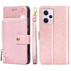 For Xiaomi Redmi Note 12 Pro 5G China Zipper Bag Leather Phone Case(Rose Gold)