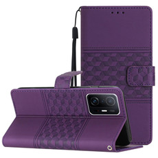 For Xiaomi Mi 11T / 11T Pro Diamond Embossed Skin Feel Leather Phone Case with Lanyard(Purple)