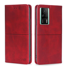 For Xiaomi Redmi K60E Cow Texture Magnetic Horizontal Flip Leather Phone Case(Red)