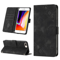 For iPhone 7 Plus / 8 Plus / 6 Plus Skin-feel Embossed Leather Phone Case(Black)
