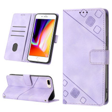 For iPhone 7 Plus / 8 Plus / 6 Plus Skin-feel Embossed Leather Phone Case(Light Purple)
