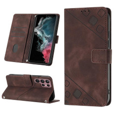 For Samsung Galaxy S22 Ultra 5G Skin-feel Embossed Leather Phone Case(Brown) For Samsung Galaxy S22 Ultra 5G Skin-feel Embossed Leather Phone Case(Brown)