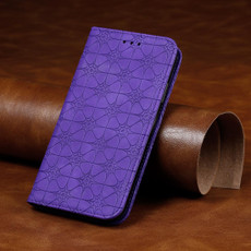 For iPhone 6 / 6s Lucky Flowers Embossing Pattern Magnetic Horizontal Flip Leather Case with Holder & Card Slots(Purple)