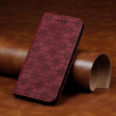 For iPhone 7 Plus / 8 Plus Lucky Flowers Embossing Pattern Magnetic Horizontal Flip Leather Case with Holder & Card Slots(Wine Red)