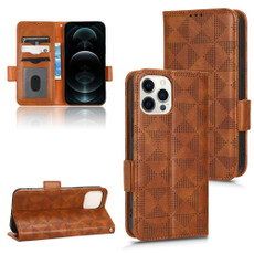 For iPhone 12 / 12 Pro Symmetrical Triangle Leather Phone Case(Brown)