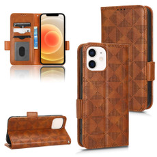 For iPhone 12 mini Symmetrical Triangle Leather Phone Case(Brown)