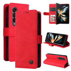 For Samsung Galaxy Z Fold4 5G Skin Feel Life Tree Metal Button Leather Phone Case(Red)