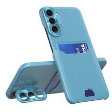 For Samsung Galaxy S22+ 5G Pure Color Invisible Lens Holder Phone Case(Lake Blue) For Samsung Galaxy S22+ 5G Pure Color Invisible Lens Holder Phone Case(Lake Blue)