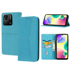 For Xiaomi Redmi 12C Woven Texture Stitching Magnetic Leather Phone Case(Blue)