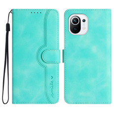 For Xiaomi Mi 11 Heart Pattern Skin Feel Leather Phone Case(Light Blue)
