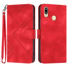 For Xiaomi Redmi Note 7 Line Pattern Skin Feel Leather Phone Case(Red)