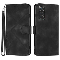 For Xiaomi Redmi Note 11 4G Global Line Pattern Skin Feel Leather Phone Case(Black)