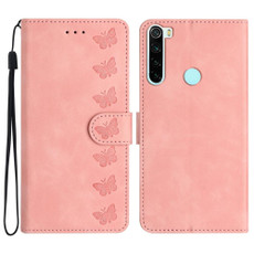 For Xiaomi Redmi Note 8T Seven Butterflies Embossed Leather Phone Case(Pink)