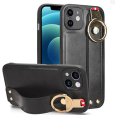 For iPhone 12 mini Wristband Leather Back Phone Case(Black) For iPhone 12 mini Wristband Leather Back Phone Case(Black)