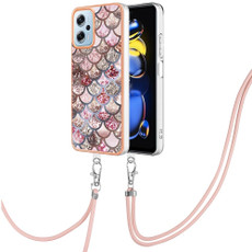 For Xiaomi Redmi Note 11T Pro/Note 11T Pro+ Electroplating IMD TPU Phone Case with Lanyard(Pink Scales)