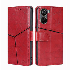 For ZTE Axon 40 Lite Geometric Stitching Leather Phone Case(Red)