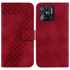 For Xiaomi Redmi 10C 7-shaped Embossed Leather Phone Case(Red)