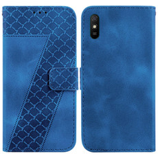 For Xiaomi Redmi 9A 7-shaped Embossed Leather Phone Case(Blue)