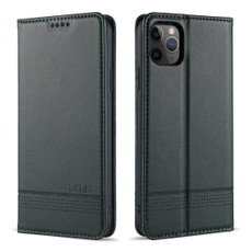 For iPhone 12 / 12 Pro AZNS Magnetic Calf Texture Horizontal Flip Leather Case with Card Slots & Holder & Wallet(Dark Green)