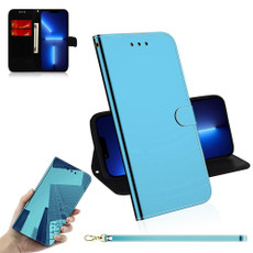 For iPhone 13 Pro Max Imitated Mirror Surface Horizontal Flip Leather Case with Holder & Card Slots & Wallet & Lanyard (Blue)