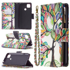 For Xiaomi Redmi 9C Colored Drawing Pattern Zipper Horizontal Flip Leather Case with Holder & Card Slots & Wallet(Tree)