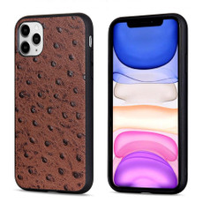 For iPhone 11 Ostrich Texture Genuine Leather Protective Case (Brown)