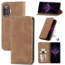 For Xiaomi Redmi K40 Gaming Retro Skin Feel Business Magnetic Horizontal Flip Leather Case with Holder & Card Slots & Wallet & Photo Frame(Brwon)
