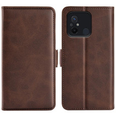 For Xiaomi Redmi 12C Dual-side Magnetic Buckle Horizontal Flip Leather Phone Case(Brown)