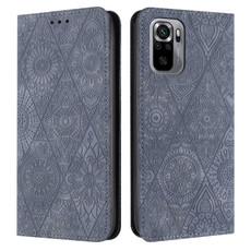 For Redmi Note 10 4G Ethnic Embossed Adsorption Leather Phone Case(Grey) For Redmi Note 10 4G Ethnic Embossed Adsorption Leather Phone Case(Grey)