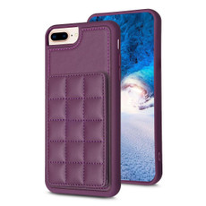 For iPhone 8 Plus / 7 Plus Grid Card Slot Holder Phone Case(Dark Purple)