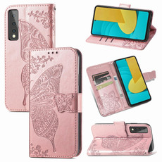 For LG Stylo 7 5G Butterfly Love Flower Embossed Horizontal Flip Leather Case with Bracket & Card Slot & Wallet & Lanyard(Rose Gold)