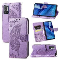 For Xiaomi Redmi Note10 5G Butterfly Love Flowers Embossed Horizontal Flip Leather Case with Holder & Card Slots & Wallet & Lanyard(Light Purple)