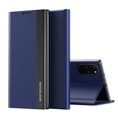For Galaxy M60S/Note 10 Lite/A81 Side Electroplated Magnetic Ultra-Thin Horizontal Flip Leather Case with Holder(Dark Blue)